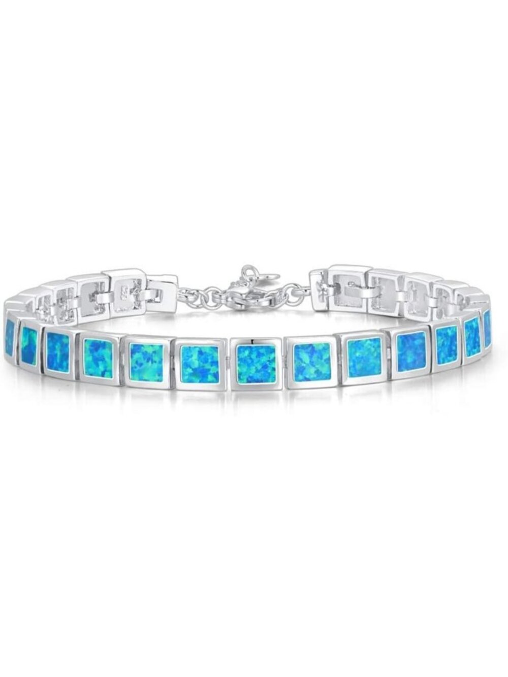 Elegant Fire Opal Tennis Bracelet | 14K White Gold Plated | Women's Gemstone